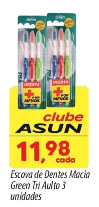 Asun Escova de Dentes Macia Green Tri Aulto 3 unidades oferta