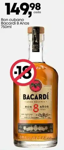 Frangolândia Ron cubano Bacardi 8 Anos oferta