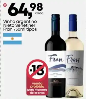 Frangolândia Vinho argentino Nieto Senetiner Fran tipos oferta