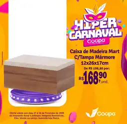 Cocipa Caixa de Madeira Mart C/Tampa Mármore oferta