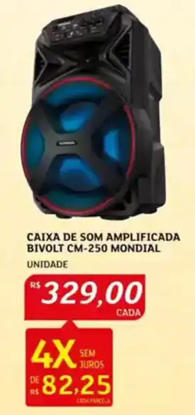 Assaí Atacadista Caixa de som amplificada bivolt cm-250 mondial unidade oferta