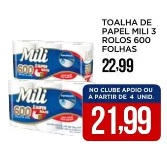 Apoio Mineiro Toalha de papel mili 3 rolos 600 folhas oferta