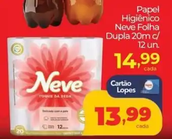 Lopes Supermercados Papel Higiênico Neve Folha Dupla 20m c/ 12 un. oferta