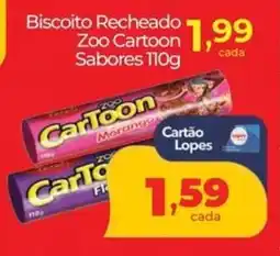 Lopes Supermercados Biscoito Recheado Zoo Cartoon Sabores oferta