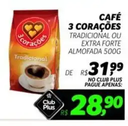 Supermercado Lavapés Café 3 corações tradicional ou extra forte almofada oferta