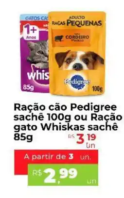 Peruzzo Ração cão Pedigree sachê  ou Ração gato Whiskas sachê oferta