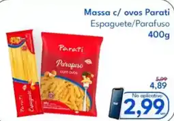 Supermercados Baklizi Massa c/ ovos Parati Espaguete/Parafuso oferta