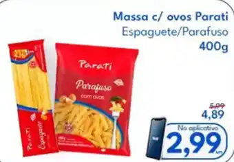 Supermercados Baklizi Massa c/ ovos Parati Espaguete/Parafuso oferta