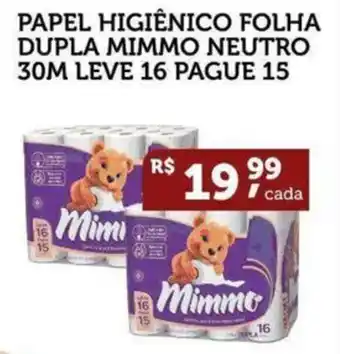 CenterBox Papel higiênico folha dupla mimmo neutro 30m oferta