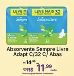 Super Lagoa Absorvente Sempre Livre Adapt C/32 C/ Abas oferta