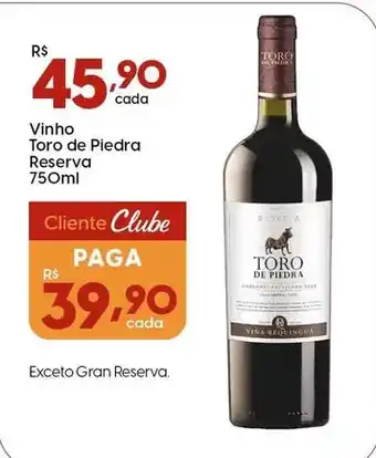 Supper Rissul Toro de piedra - vinho reserva oferta