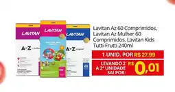 Supermercado Bem Barato Lavitan Az 60 Comprimidos, Lavitan Az Mulher 60 Comprimidos, Lavitan Kids Tutti-Frutti oferta