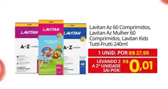 Supermercado Bem Barato Lavitan Az 60 Comprimidos, Lavitan Az Mulher 60 Comprimidos, Lavitan Kids Tutti-Frutti oferta