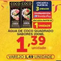 Roldão Água de coco quadrado sabores oferta