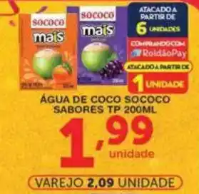 Roldão Água de coco sococo sabores tp oferta