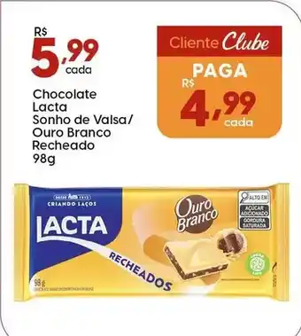 Supper Rissul Lacta - chocolate sonho de valsa/ouro branco recheado oferta