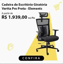 Fast Shop Cadeira de Escritório Giratória Vertta Pro Preta - Elements oferta