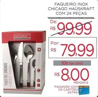 Faqueiro Inox Chicago Hauskraft com 24 peas