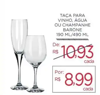 Extra Supermercado Taca Para Vinho, Agua ou Champanhe Barone 190ml/490ml oferta