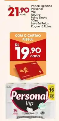 Supper Rissul Personal - papel higiênico vip neutro folha dupla oferta