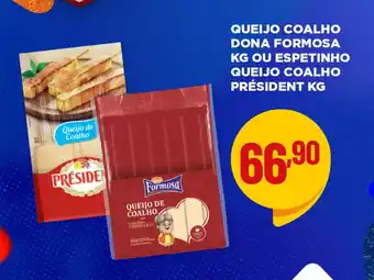 Apoio Mineiro Queijo coalho dona formosa kg ou espetinho queijo coalho président oferta