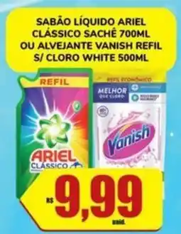 Costa Atacadão Sabão líquido ariel clássico sachê ou alvejante vanish refil s/cloro white oferta