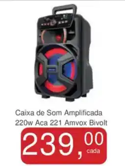 Mineirão Atacarejo Caixa de Som Amplificada 220w Aca 221 Amvox Bivolt oferta