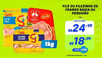 Prezunic Filé ou filezinho de frango sadia ou perdigão oferta