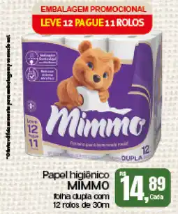 Cometa Supermercados Papel higiênico MIMMO folha dupla com 12 rolos de 30m oferta