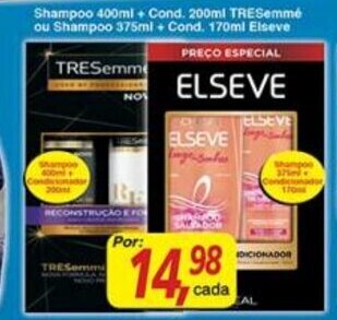 Supermercados Guanabara Shampoo 400ml + Cond. 200ml Tresemme ou Shampoo 375ml + Cond. 170ml Elseve oferta