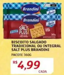 Assaí Atacadista Biscoito salgado tradicional ou integral salt plus brandini pacote oferta