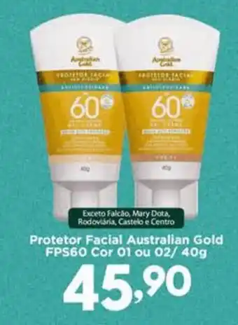 Confiança Supermercados Protetor Facial Australian Gold FPS60 Cor 01 ou 02 oferta