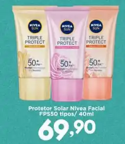 Confiança Supermercados Protetor Solar Nivea Facial FPS50 tipos oferta