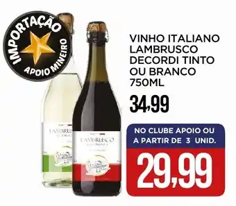 Apoio Mineiro Vinho italiano lambrusco decordi tinto ou branco oferta