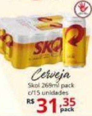 Ricoy Supermercados Cerveja Skol 269ml pack c/15 unidades oferta