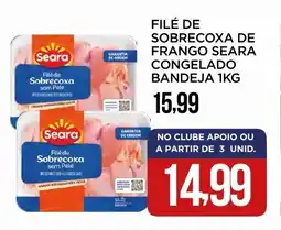 Apoio Mineiro Filé de sobrecoxa de frango seara congelado bandeja oferta