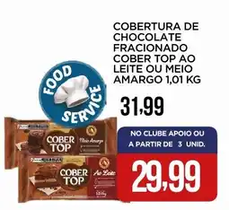 Apoio Mineiro Cobertura de chocolate fracionado cober top ao leite ou meio amargo oferta