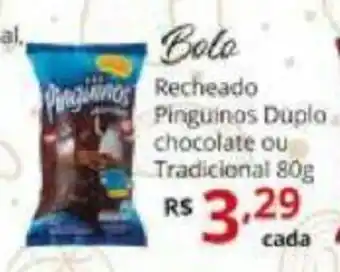 Ricoy Supermercados Bolo Recheado Pinguinos Duplo Chocolate ou Tradicional 80g oferta