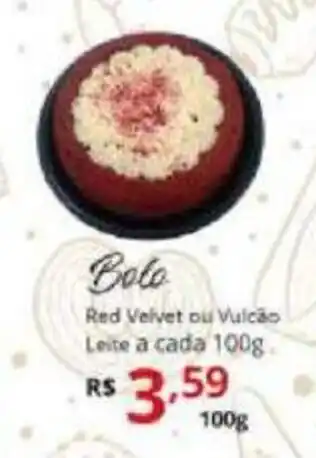 Ricoy Supermercados Bolo red Velvet ou Vulcao leite a cada 100g oferta