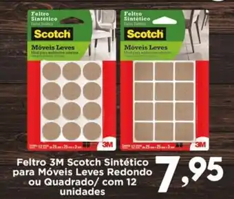 Confiança Supermercados Feltro 3M Scotch Sintético para Móveis Leves Redondo ou Quadrado com 12 unidades oferta