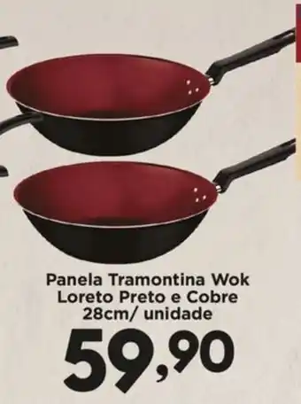 Confiança Supermercados Panela Tramontina Wok Loreto Preto e Cobre oferta