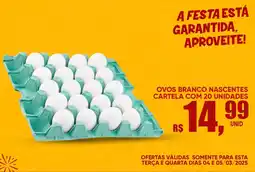 Supermercado Bernardão Ovos branco nascentes cartela com 20 unidades oferta