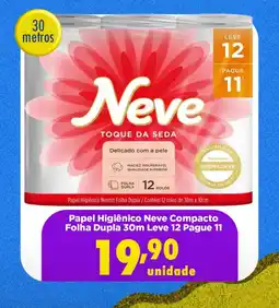 Pão de Mel Papel Higiênico Neve Compacto Folha Dupla 30m Leve 12 Pague 11 oferta