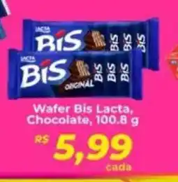 Supermercados Bretas Wafer Bis Lacta, Chocolate, oferta