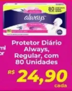 Supermercados Bretas Protetor Diário Always, Regular, oferta