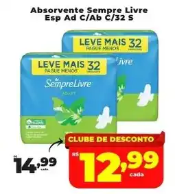 Rede uniforça Absorvente Sempre Livre Esp Ad oferta