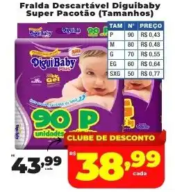 Rede uniforça Fralda Descartável Diguibaby Super Pacotão (Tamanhos) oferta