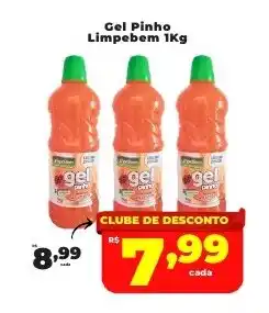 Rede uniforça Gel Pinho Limpebem oferta