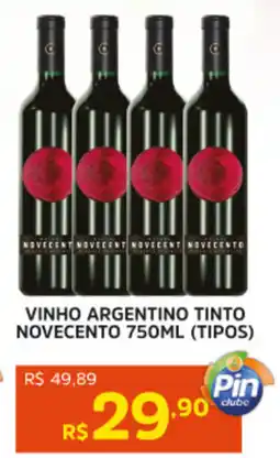 Pinheiro Supermercado Vinho argentino tinto novecento tipos) oferta