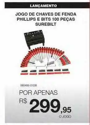 Jogo De Chaves De Fenda Philips E Bits 100 Peças Surebilt